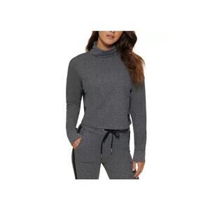 Calvin Klein Logo-Tape Thermal Long Sleeve Turtleneck Heather Gray Size XS